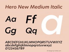 Hero New Medium Italic Version 2.001;PS 002.001;hotconv 1.0.88;makeotf.lib2.5.64775图片样张