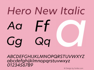 Hero New Regular Italic Version 2.001;PS 002.001;hotconv 1.0.88;makeotf.lib2.5.64775图片样张