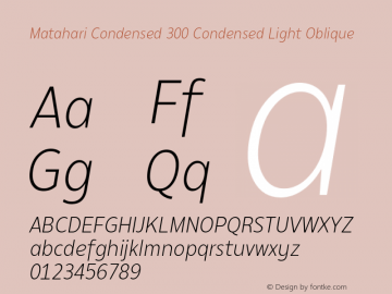 MatahariCond-300LightObl Version 1.000 | wf-rip DC20190215 Font Sample