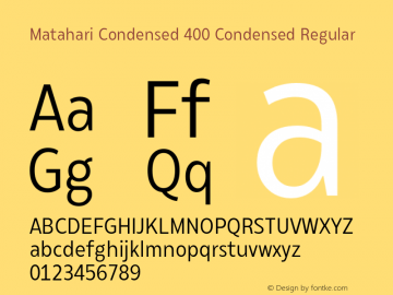 MatahariCond-400Regular Version 1.000 | wf-rip DC20190215 Font Sample