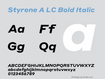 StyreneALC-BoldItalic Version 1.1 2016 Font Sample