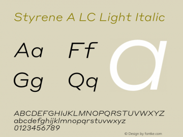 StyreneALC-LightItalic Version 1.1 2016 Font Sample