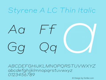 StyreneALC-ThinItalic Version 1.1 2016 Font Sample