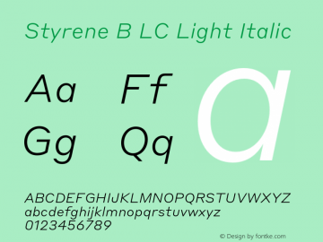 StyreneBLC-LightItalic Version 1.1 2016图片样张