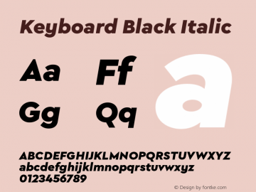 Keyboard-BlackItalic Version 1.000 | w-rip DC20180905 Font Sample