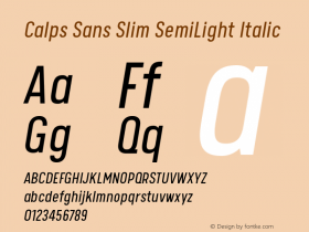 CalpsSansSlim-SemiLightItalic Version 1.0 | wf-rip DC20180715 Font Sample