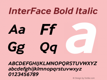 InterFace-BoldItalic Version 3.000 Font Sample