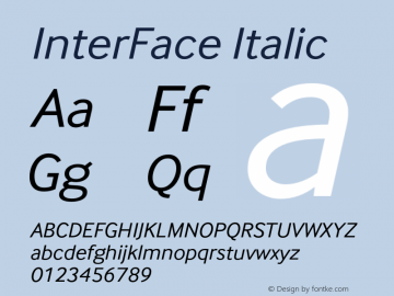 InterFace-Italic Version 3.000 Font Sample