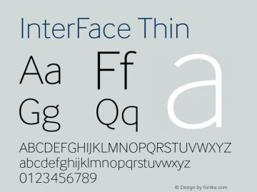 InterFace-Thin Version 3.000 Font Sample