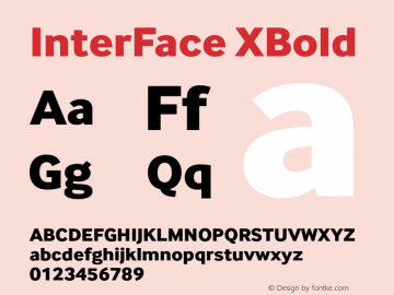 InterFace-XBold Version 3.000 Font Sample