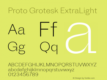 ProtoGrotesk-ExtraLight Version 1.0图片样张