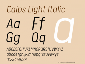 Calps Light Italic Version 1.000 Font Sample