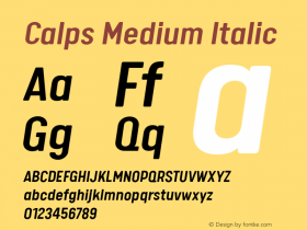 Calps Medium Italic Version 1.000 Font Sample