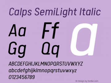 Calps SemiLight Italic Version 1.000图片样张