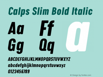 Calps Slim Bold Italic Version 1.000图片样张