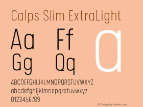 Calps Slim ExtraLight Version 1.000 Font Sample