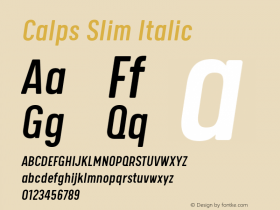 Calps Slim Italic Version 1.000 Font Sample