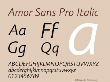 AmorSansPro-Italic Version 001.000 Font Sample
