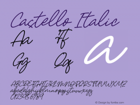 Castello Italic Version 1.00;November 12, 2020;FontCreator 13.0.0.2683 64-bit Font Sample