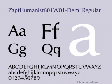 Zapf Humanist 601 W01 Demi Version 1.00图片样张