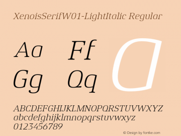 Xenois Serif W01 Light Italic Version 1.00图片样张