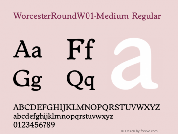 Worcester Round W01 Medium Version 1.00 Font Sample