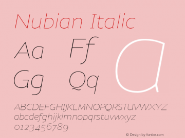Nubian Italic 001.000 Font Sample