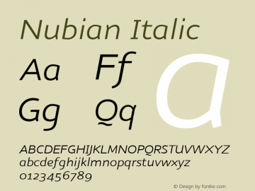 Nubian Italic 001.000 Font Sample