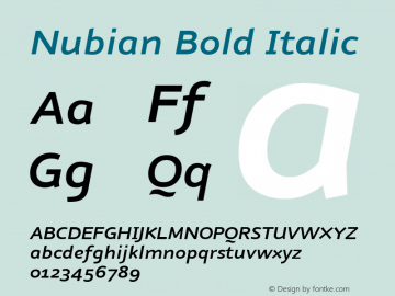 Nubian Bold Italic 001.000 Font Sample