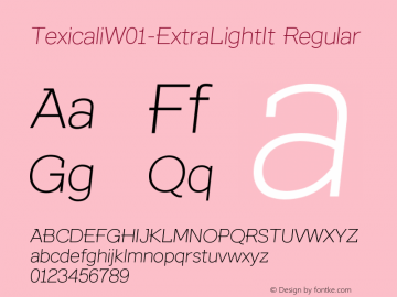 Texicali W01 Extra Light Italic Version 1.00 Font Sample