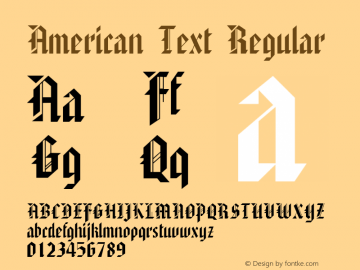 American Text Regular 1.24 Font Sample