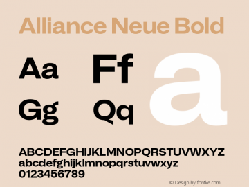 Alliance Neue Bold Version 2.000;hotconv 1.0.109;makeotfexe 2.5.65596 Font Sample