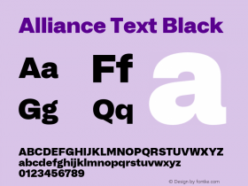 Alliance Text Black Version 2.000;hotconv 1.0.109;makeotfexe 2.5.65596 Font Sample