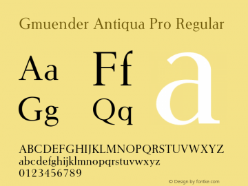 GmuenderAntiquaPro-Regular Version 1.00 Font Sample