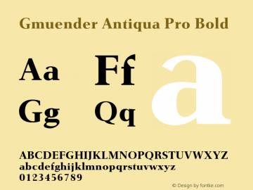GmuenderAntiquaPro-Bold Version 1.00 Font Sample