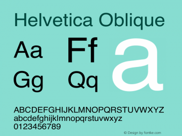 Helvetica Oblique  Font Sample