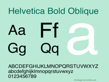 Helvetica Bold Oblique  Font Sample