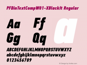 PF Din Text Comp W01 X Blk It Version 2.60 Font Sample