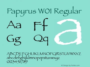 Papyrus W01 Version 1.1 Font Sample