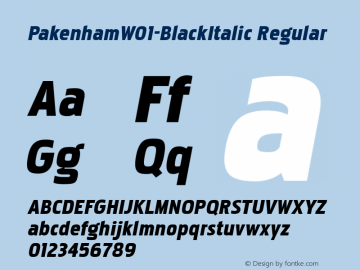 Pakenham W01 Black Italic Version 3.00 Font Sample