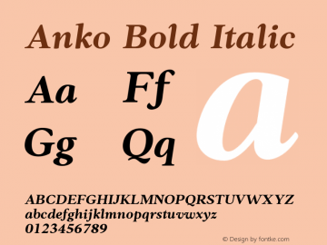 Anko-BoldItalic Version 1.0 | wf-rip DC20190520图片样张