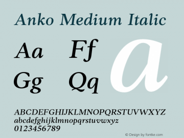 Anko-MediumItalic Version 1.0 | wf-rip DC20190520图片样张