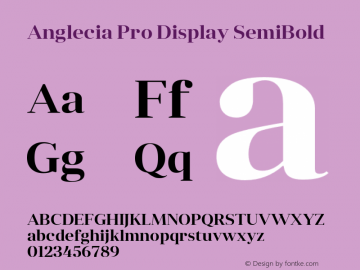 AngleciaProDisplay-SemiBold Version 001.000 Font Sample