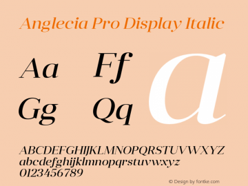 AngleciaProDisplay-Italic Version 001.000 Font Sample