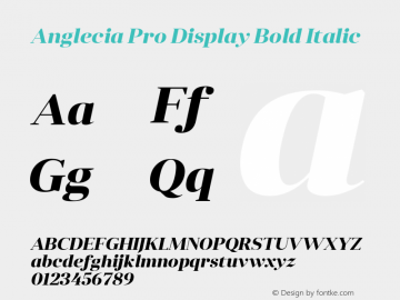 AngleciaProDisplay-BoldItalic Version 001.000 Font Sample