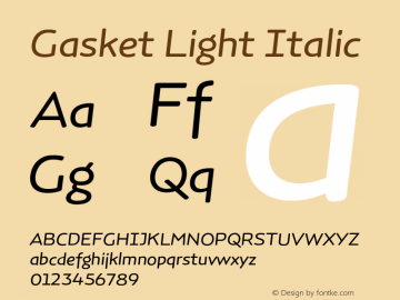 Gasket-LightItalic Version 1.000 Font Sample