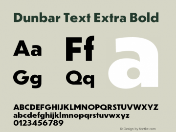 DunbarText-ExtraBold Version 1.000 Font Sample