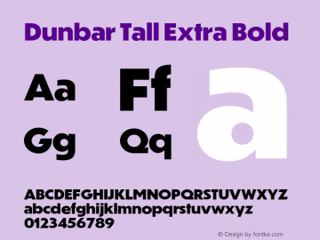 DunbarTall-ExtraBold Version 1.000 Font Sample