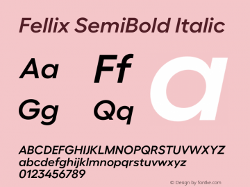 Fellix-SemiBoldItalic Version 1.006 Font Sample