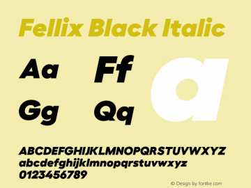 Fellix-BlackItalic Version 1.006 Font Sample